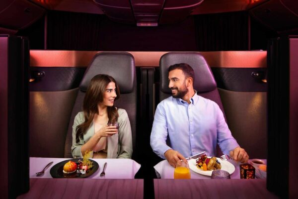 Qatar Airways lunch on board